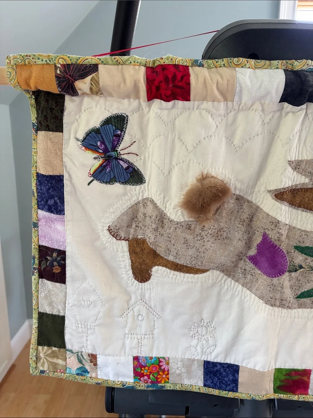 Kids room quilt hanging bunny 25.5”x18”